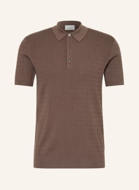 Profuomo Pletené Polo Tričko hnědá