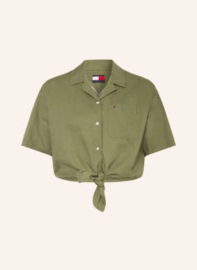Tommy Jeans Blůza S Lnem olivová