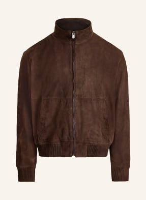 Ralph Lauren Purple Label Kožená Bunda tmavě hnědá