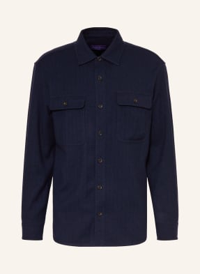 Ralph Lauren Purple Label Flanelová Košile Comfort Fit S Kašmírem tmavě modrá