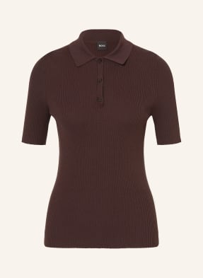 Boss Strick-Poloshirt Feskus braun