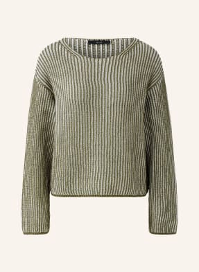 Oui Svetr S Třpytivou Přízí khaki / zlatá / bílá