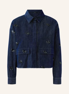Oui Jeansjacke Mit Pailletten blau
