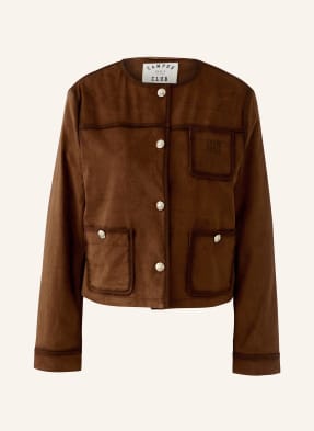 Oui Kastenjacke In Lederoptik braun