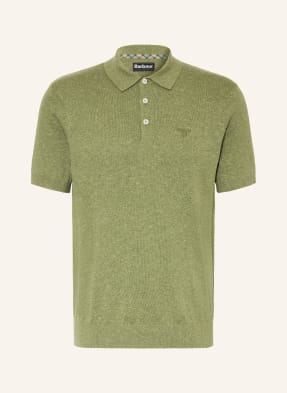 Barbour Pletené Polo Tričko Muston S Lnem světle zelená