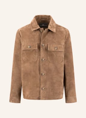 Fynch-Hatton Kožená Overshirt hnědá