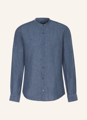 Olymp Lněná Košile Casual Regular Fit Se Stojáčkem modrá