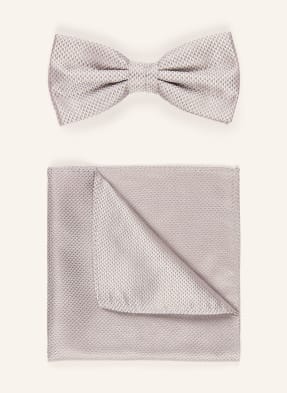 Prince Bowtie Sada: Motýlek A Kapesník černošedá / krémová
