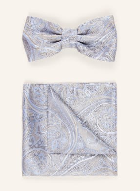 Prince Bowtie Sada: Motýlek A Kapesník světle šedá / tmavě modrá