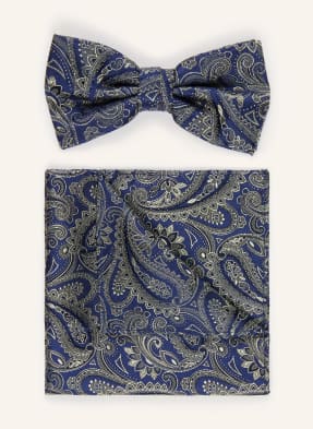 Prince Bowtie Sada: Motýlek A Kapesník tmavě modrá / khaki