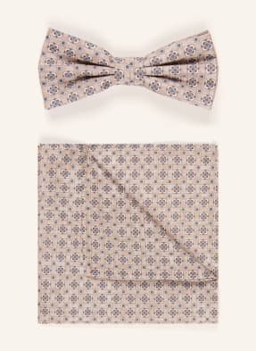 Prince Bowtie Sada: Motýlek A Kapesník béžová / modrá / bílá