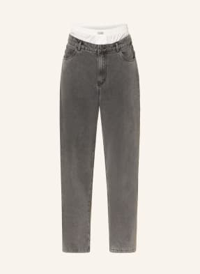 Karo Kauer Džíny S Širokými Nohavicemi Z Kombinace Materiálů 846 dark grey washed