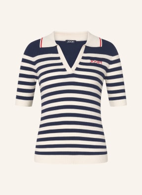 Joop! Pletené Polo Tričko tmavě modrá / režná