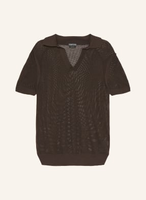 Tom Ford Pletené Polo Tričko S Hedvábím tmavě hnědá