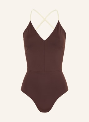 Mymarini Obratné Plavky Summersuit tmavě hnědá / krémová / světle fialová