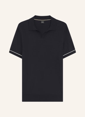 Boss Strick-Poloshirt Narciso blau