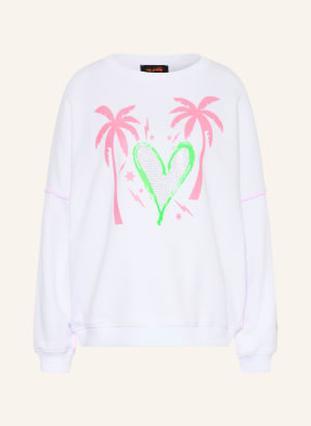 Miss Goodlife Oversized Mikina S Ozdobnými Kamínky bílá / světle červená / neonově zelená