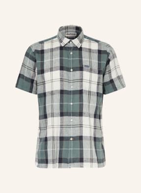 Barbour Košile S Krátkým Rukávem Croft Relaxed Fit S Lnem petrolejová / světle šedá / tmavě modrá