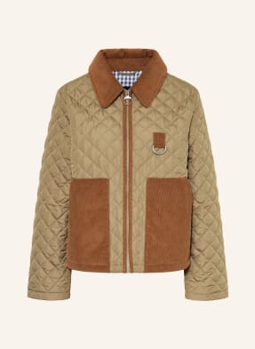 Barbour Prošívaná Bunda Aylesby olivová / koňaková