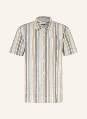 Barbour Košile S Krátkým Rukávem Hayton Relaxed Fit černošedá / velbloudí / modrá