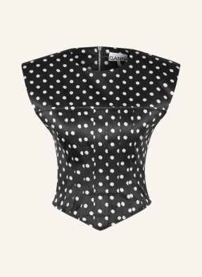 Ganni Blusentop Aus Satin schwarz