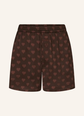 Skims Boxerky Sleep Sateen Ze Saténu cocoa heart halfdrop