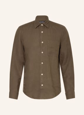 Marc O'polo Lněná Košile Regular Fit tmavě hnědá