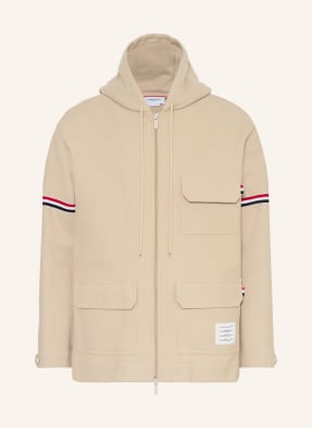 Thom Browne. Bunda světle hnědá / neonově červená / černá