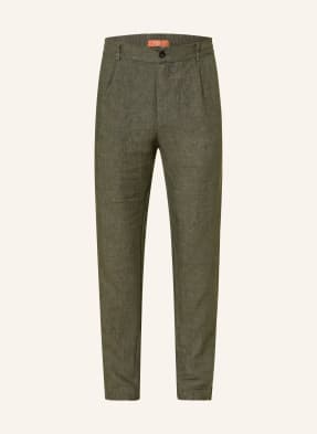 Cruna Lněné Kalhoty Extra Slim Fit olivová