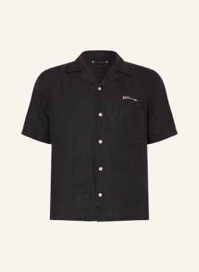 Allsaints Resorthemd Wilder Boxy Fit Aus Leinen schwarz