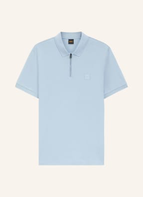 Boss Piqué-Poloshirt Passerzip blau