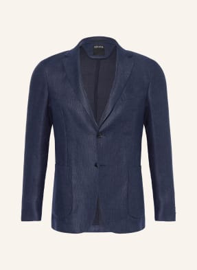 Zegna Sako Slim Fit S Lnem tmavě modrá