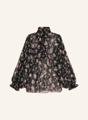 Dolce & Gabbana Hedvábná Halenka S Mašlí černá / růžová / zelená
