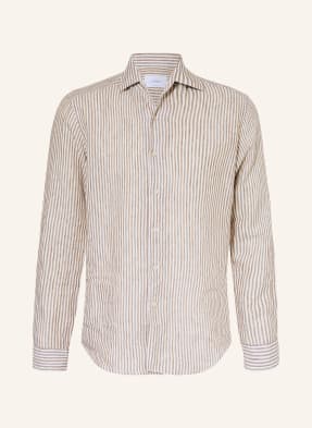 Eton Lněná Košile Regular Fit béžová / bílá