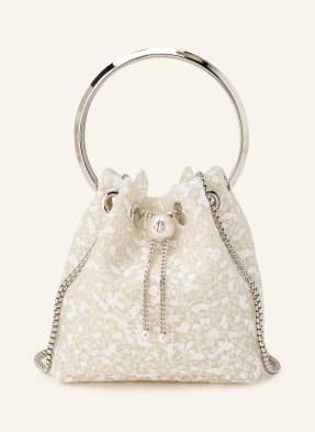 Jimmy Choo Beuteltasche Bon Bon Mit Glitzergarn Und Schmuckperlen weiss