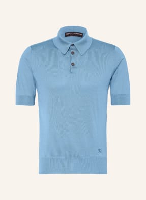 Dolce & Gabbana Pletené Polo Tričko Z Hedvábí tmavě modrá