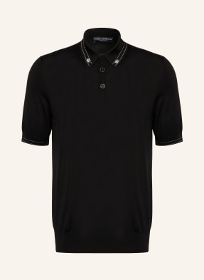 Dolce & Gabbana Strick-Poloshirt Aus Seide schwarz
