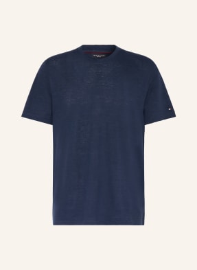 Tommy Hilfiger Lněné Tričko tmavě modrá