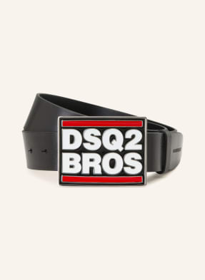 dsquared2 Kožený Opasek černá / červená / bílá