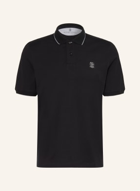 Brunello Cucinelli Jerseyové Polo Tričko černá / šedá