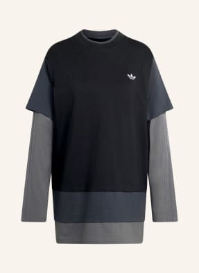 Adidas Originals Tričko S Dlouhým Rukávem Loose Layered Long Sleeve černá / tmavě šedá