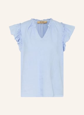 Mos Mosh Blusenshirt Mmtea Aus Leinen Mit Rüschen blau