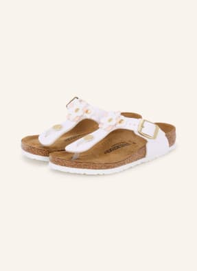 Birkenstock Prstové Sandály Gizeh Flowers S Cvočky bílá / zlatá / růžová