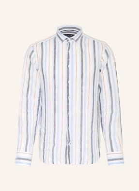 Olymp Signature Lněná Košile Casual Tailored Fit tmavě modrá / tmavě šedá / bílá