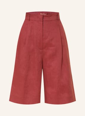 Max Mara Studio Lněné Šortky Caravan tmavě červená