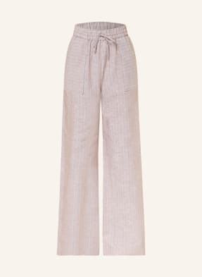 Mm By Max Mara Lněné Kalhoty Fauna hnědá / bílá