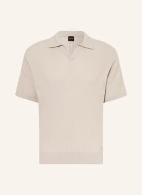 Boss Strick-Poloshirt Aravolo grau