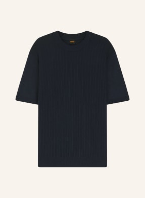 Boss Strickshirt Kajordino Mit Leinen blau