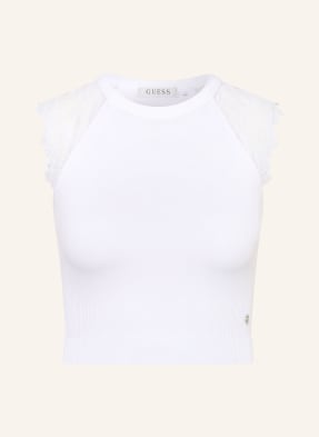 Guess Cropped-Top Millie Mit Spitze weiss