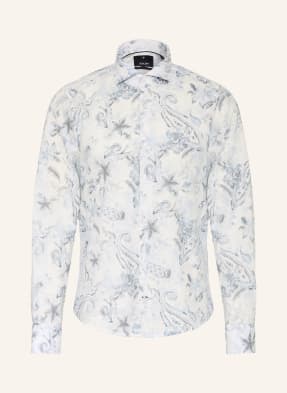 Joop! Košile Pai Slim Fit S Lnem bílá / černošedá / tmavě modrá